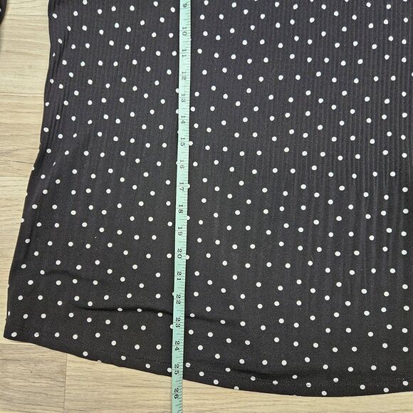Adrianna Papell Womens Black Blouse Polka Dot Longsleeve Small - Picture 7 of 8